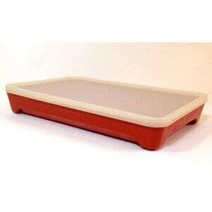 Vintage Tupperware Red 1292-8 Meat Hot Dog Bacon Marinade Keeper w/ Lid